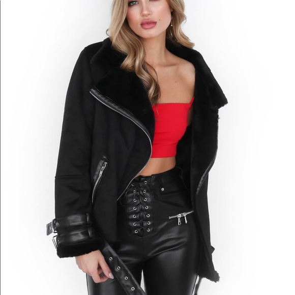 Tiger Mist Faux Suede Shearling Jacket - Picture 1 of 13